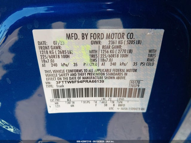 Ford Maverick 2023 3FTTW8F94PRA66139 Image 9