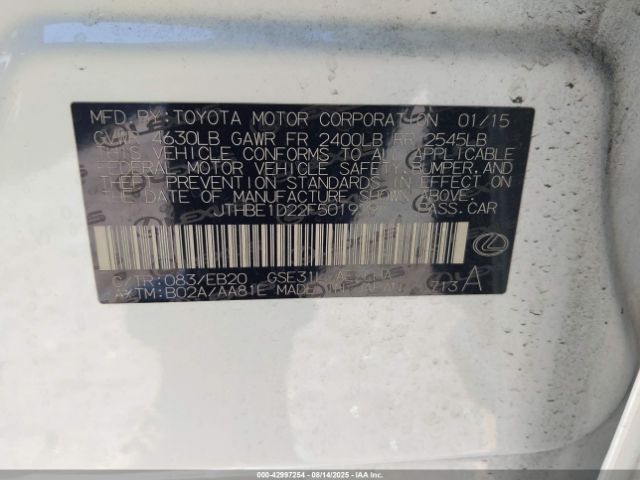 2015 LEXUS IS 350 JTHBE1D22F5019297 Photo 8