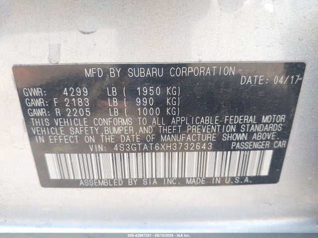 4S3GTAT6XH3732643 Subaru na