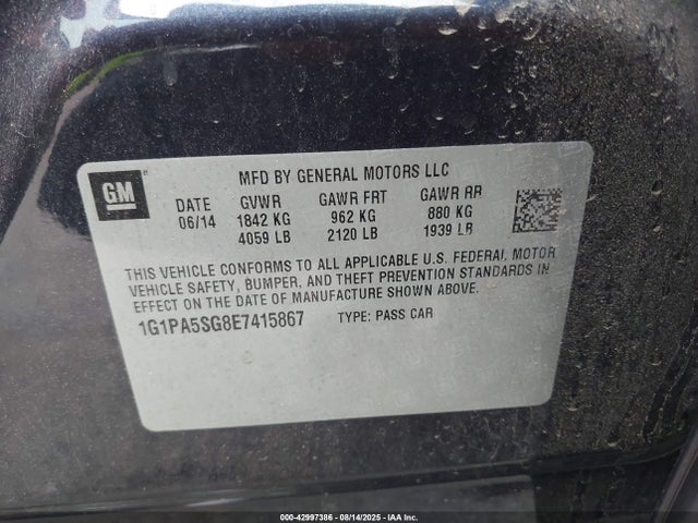 1G1PA5SG8E7415867 Chevrolet lwe