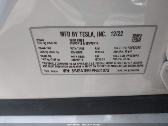 2023 TESLA MODEL S 5YJSA1E55PF501073 Photo 8