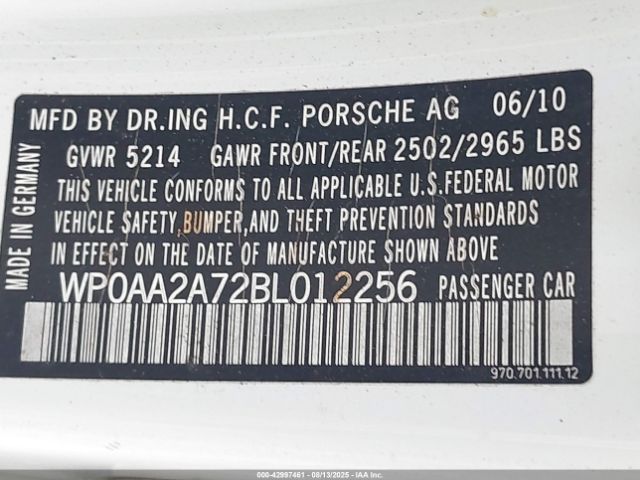 2011 PORSCHE PANAMERA WP0AA2A72BL012256 Photo 8