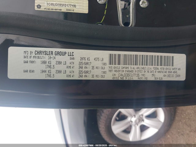 Jeep Compass 2015 1C4NJDEB5FD177195 Image 9