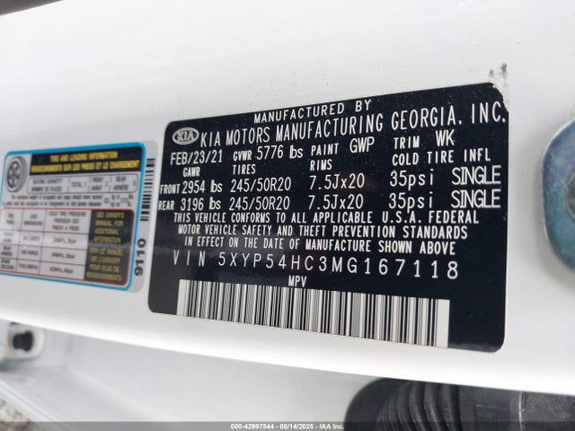 5XYP54HC3MG167118 KIA kmc gdi lambda-ii