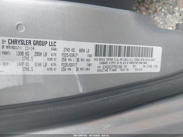 42997582 :رقم المزاد ، 2C4RDGEG7FR591968 vin ، 2015 Dodge Grand Caravan R/t مزاد بيع