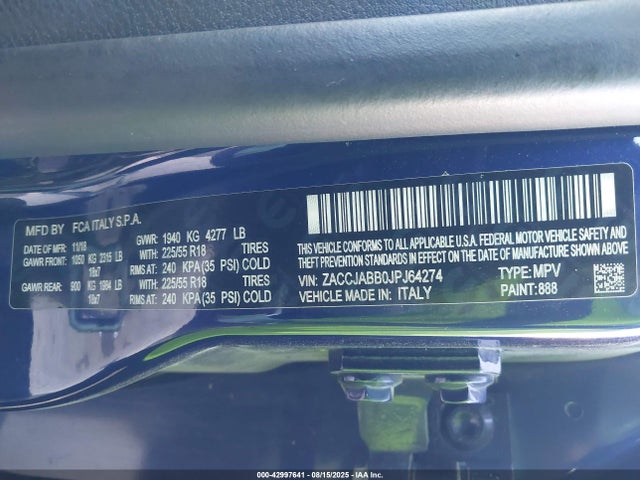 Jeep Renegade 2018 ZACCJABB0JPJ64274 Image 9