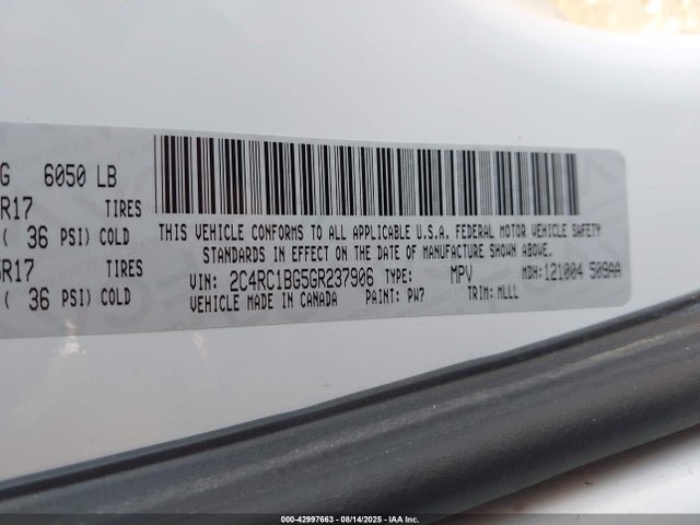 Chrysler Town and Country 2016 2C4RC1BG5GR237906 Image 9