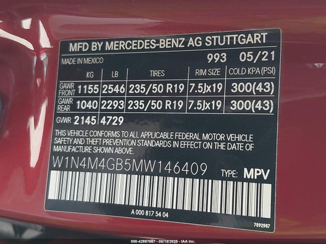 W1N4M4GB5MW146409 Mercedes-Benz m260