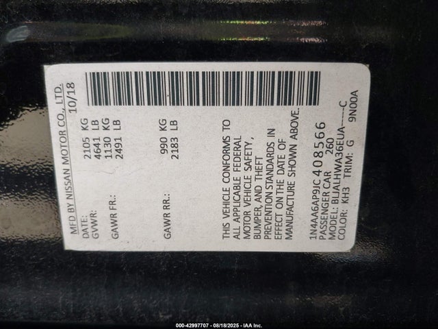 Nissan 2018 2018 1N4AA6AP9JC408566 Image 9