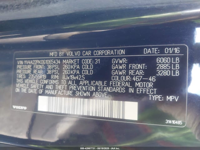 YV4A22PK0G1065434 Volvo b4204t27
