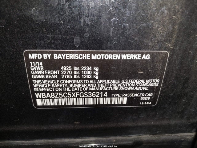 WBA8Z5C5XFGS36214 BMW 328I