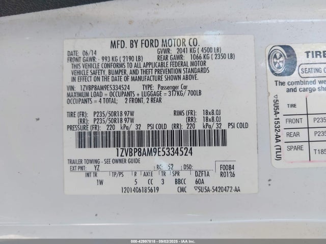 1ZVBP8AM9E5334524 Ford Mustang