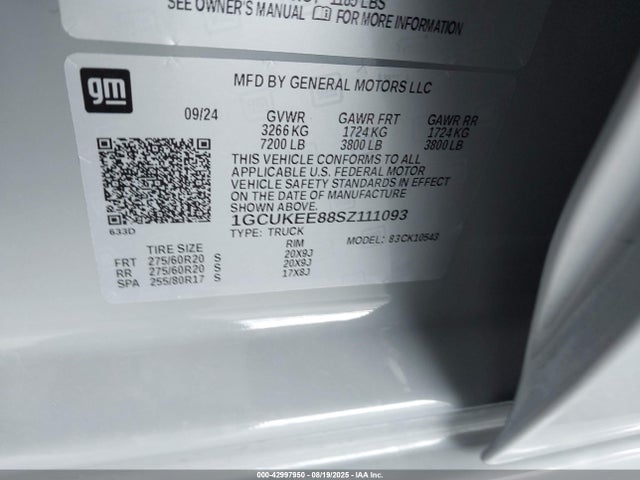 Chevrolet lz0 2025 1GCUKEE88SZ111093 Image 9