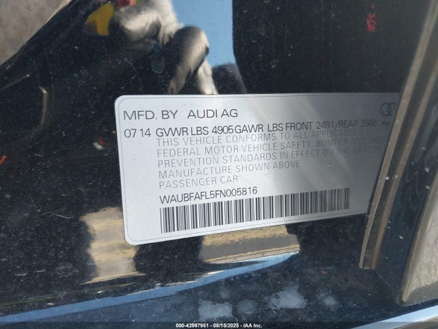 2015 AUDI A4 WAUBFAFL5FN005816 Photo 8