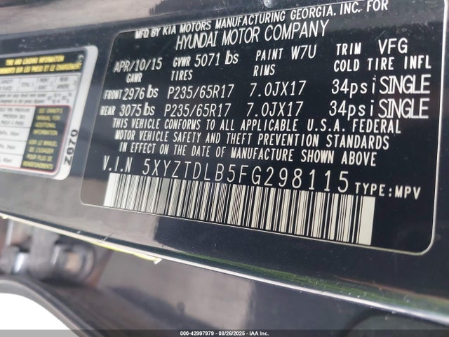 5XYZTDLB5FG298115 Hyundai dohc gdi theta ii
