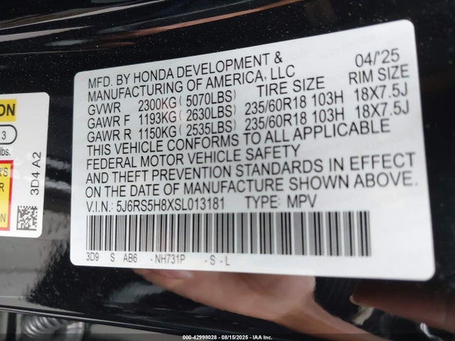 5J6RS5H8XSL013181 Honda lfc3