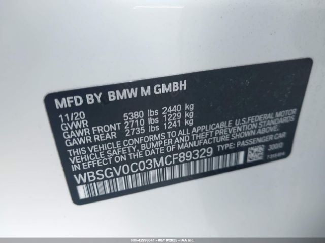 2021 BMW M8 GRAN COUPE WBSGV0C03MCF89329 Photo 8