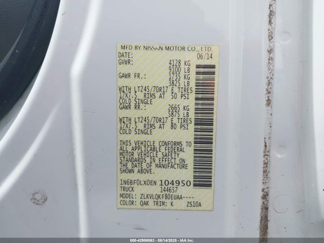 1N6BF0LX0EN104950 Nissan 2014