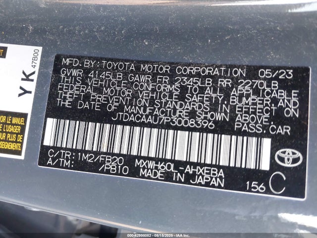 JTDACAAU7P3008396 Toyota m20a-fxs, 1vm