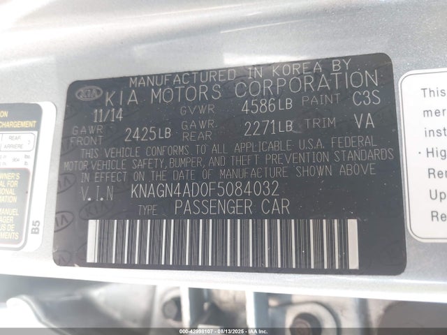 KIA mpi theta ii 2015 KNAGN4AD0F5084032 Image 9