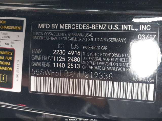 Mercedes-Benz 2017 2017 55SWF6EBXHU219338 Image 9