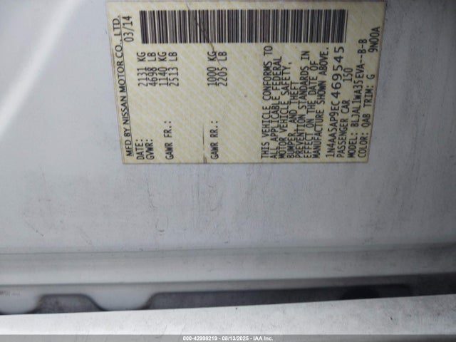 Nissan Maxima 2014 1N4AA5AP9EC469545 Image 9