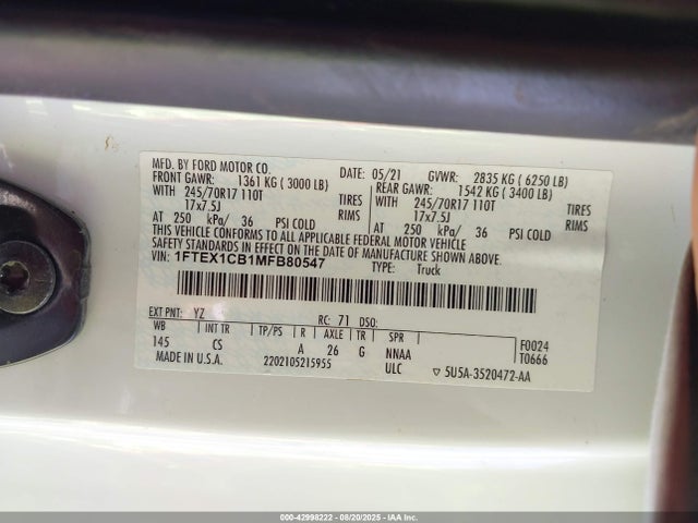 Ford tivct 2021 1FTEX1CB1MFB80547 Image 9