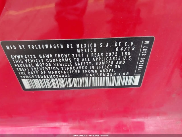3VWC57BU9KM024009 Volkswagen 1.4 tsi