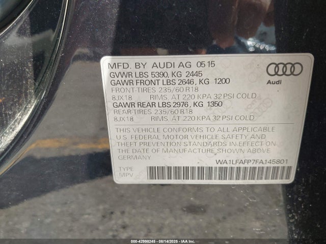 2015 AUDI Q5 WA1LFAFP7FA145801 Photo 8