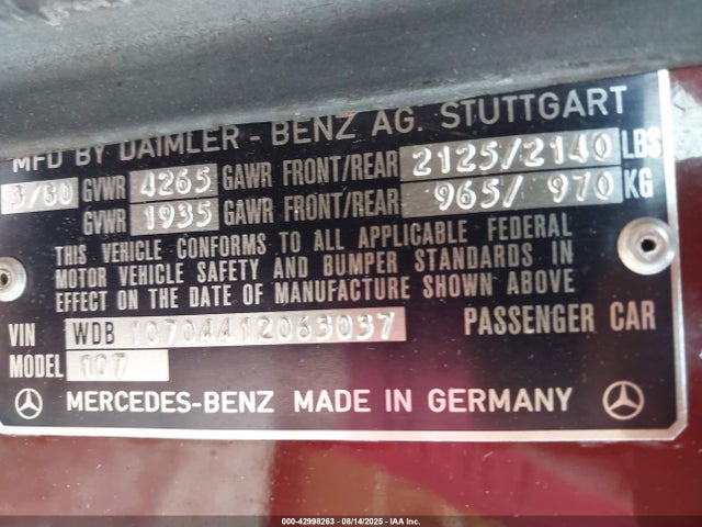 1980 MERCEDES BENZ 450SL WDB10704412063037 Photo 8