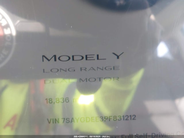 2023 TESLA MODEL Y 7SAYGDEE3PF831212 Photo 6