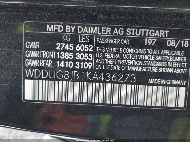 WDDUG8JB1KA436273 Mercedes-Benz Amg S 63 4matic