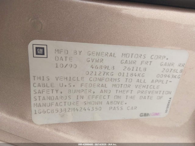 1991 CADILLAC FLEETWOOD 1G6CB53B2M4244350 Photo 8