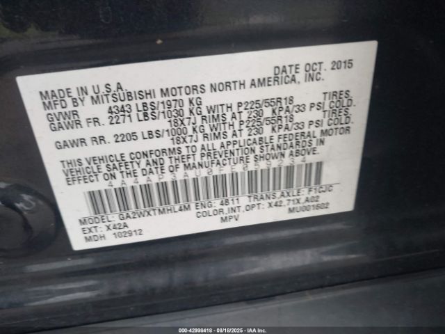 2015 MITSUBISHI OUTLANDER SPORT 4A4AP3AU0FE059234 Photo 8