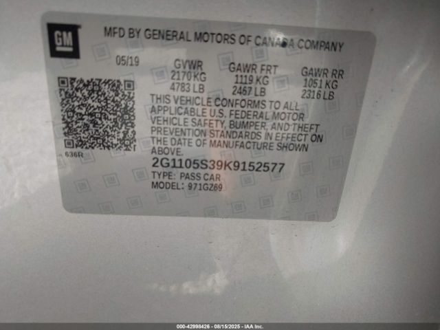 2019 CHEVROLET IMPALA 2G1105S39K9152577 Photo 8