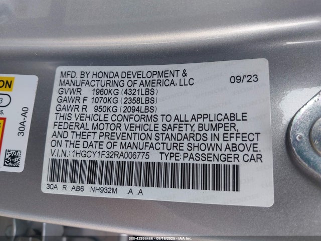 Honda l15be 2024 1HGCY1F32RA006775 Image 9