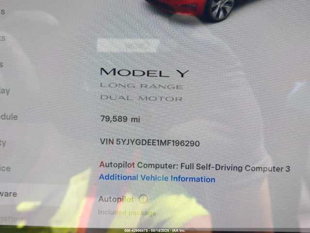 5YJYGDEE1MF196290 Tesla Model Y