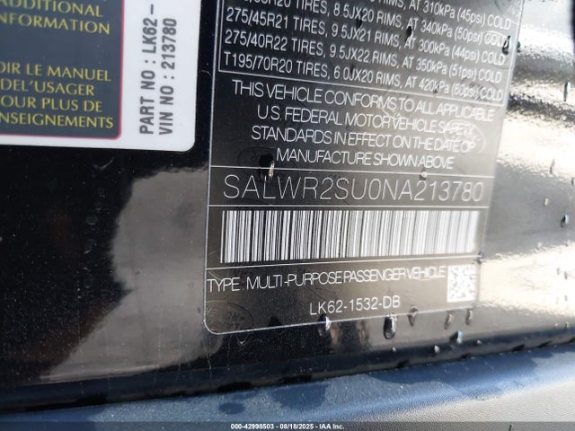 Land Rover aj20p6 2022 SALWR2SU0NA213780 Image 9
