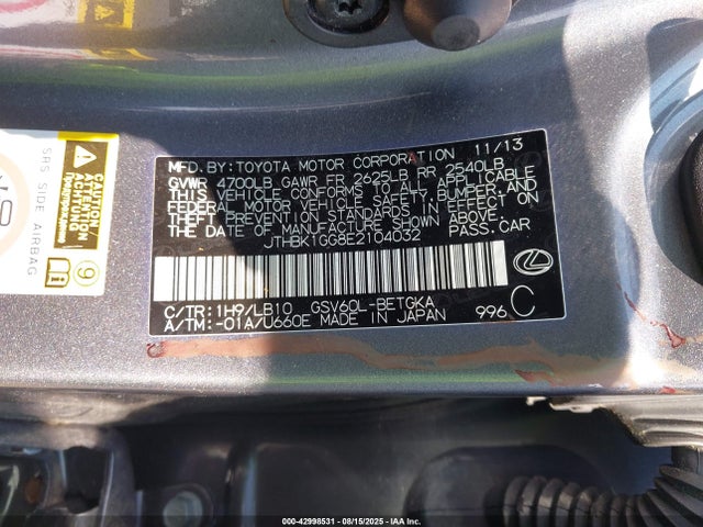 JTHBK1GG8E2104032 Lexus 2gr-fe