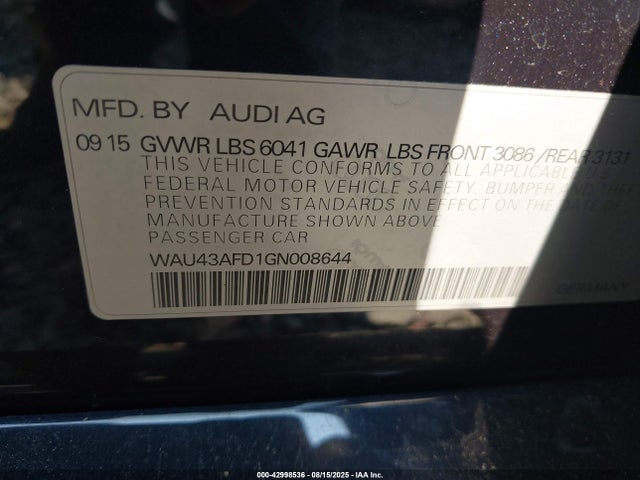 2016 AUDI A8 L WAU43AFD1GN008644 Photo 8