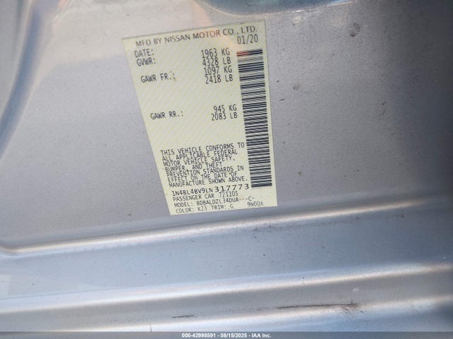 Nissan 2020 2020 1N4BL4BV9LN317773 Image 9