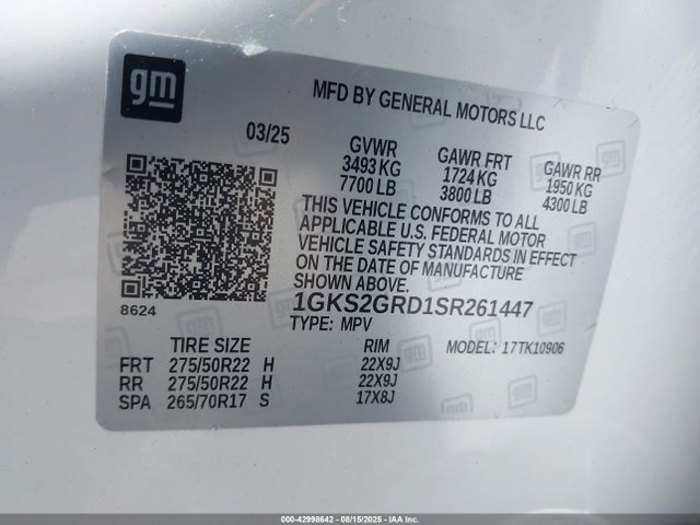1GKS2GRD1SR261447 GMC Yukon Xl 4wd Elevation