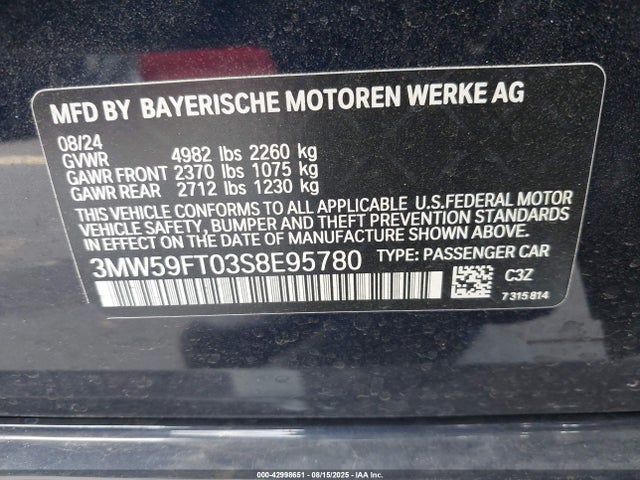 BMW M340I 2025 3MW59FT03S8E95780 Image 9