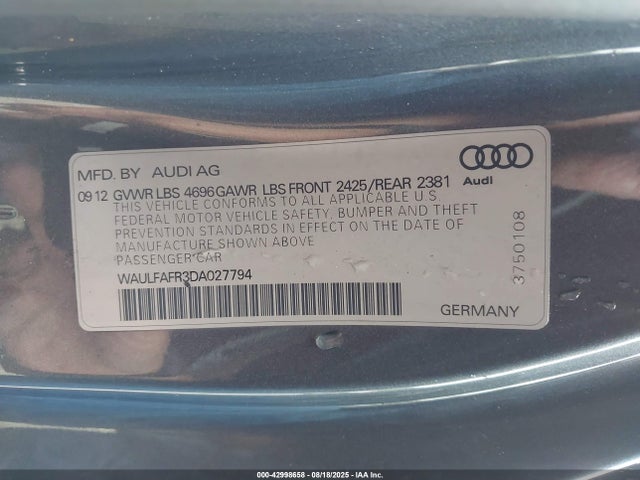 2013 AUDI A5 WAULFAFR3DA027794 Photo 8