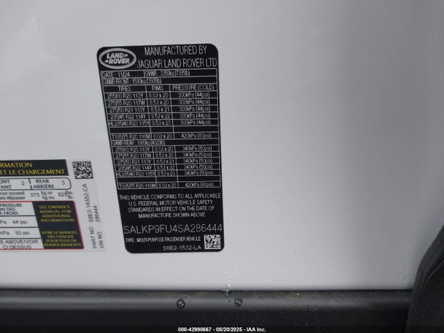 Land Rover aj120p6h 2025 SALKP9FU4SA286444 Image 9