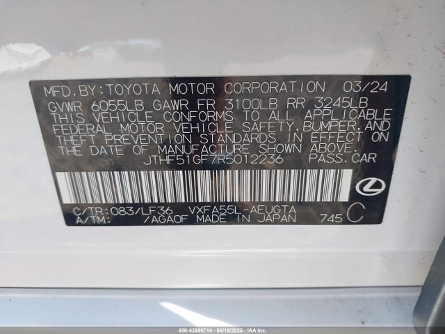 Lexus v35a-fts 2024 JTHF51GF7R5012236 Image 9