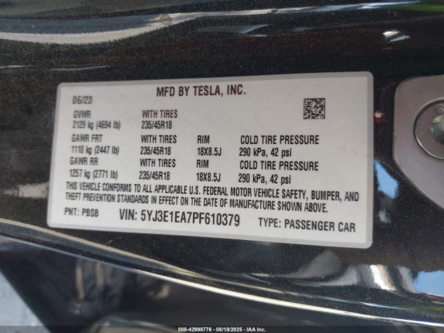 2023 TESLA MODEL 3 5YJ3E1EA7PF610379 Photo 8