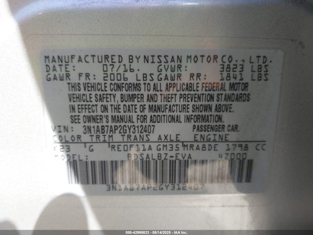 Nissan 2016 2016 3N1AB7AP2GY312407 Image 9