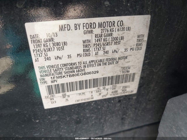 Ford 2014 2014 1FM5K7B80EGB00329 Image 9