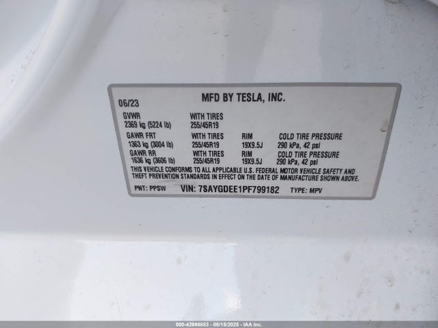 2023 TESLA MODEL Y 7SAYGDEE1PF799182 Photo 8